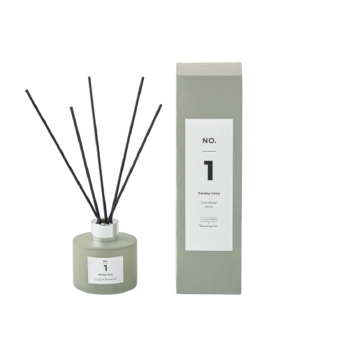 Parsley Lime Scent Diffuser, Green, Liquid 100 ML. - 5 x Paper Reeds - Gift box