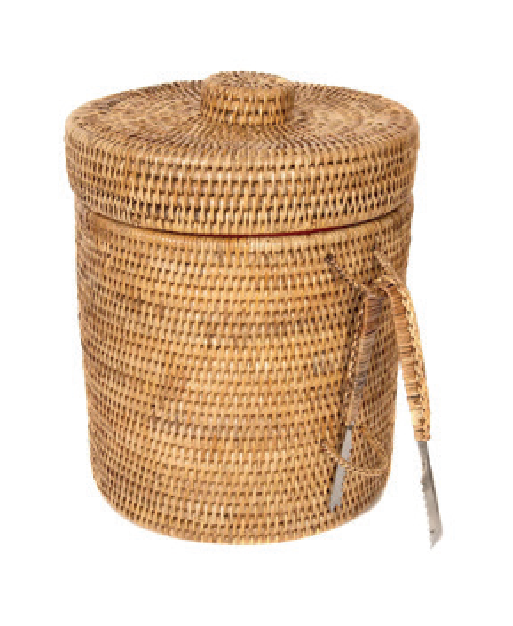 Rattan Ice Bucket with Tongs