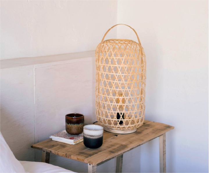 Rustic Beige Bamboo Table Lamp