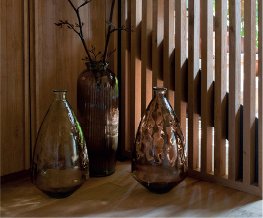 Vintage Brown Glass Floor Vase