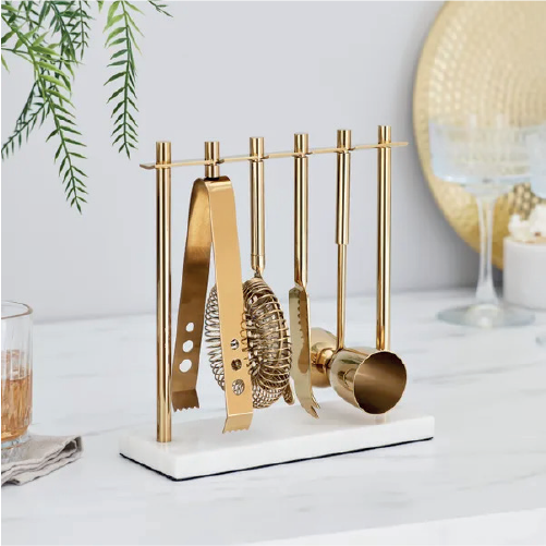 Cocktail Bar Set, Gold, Stainless Steel