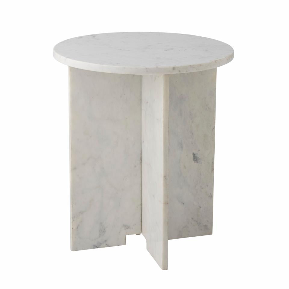 Jasmia Side Table, White, Marble