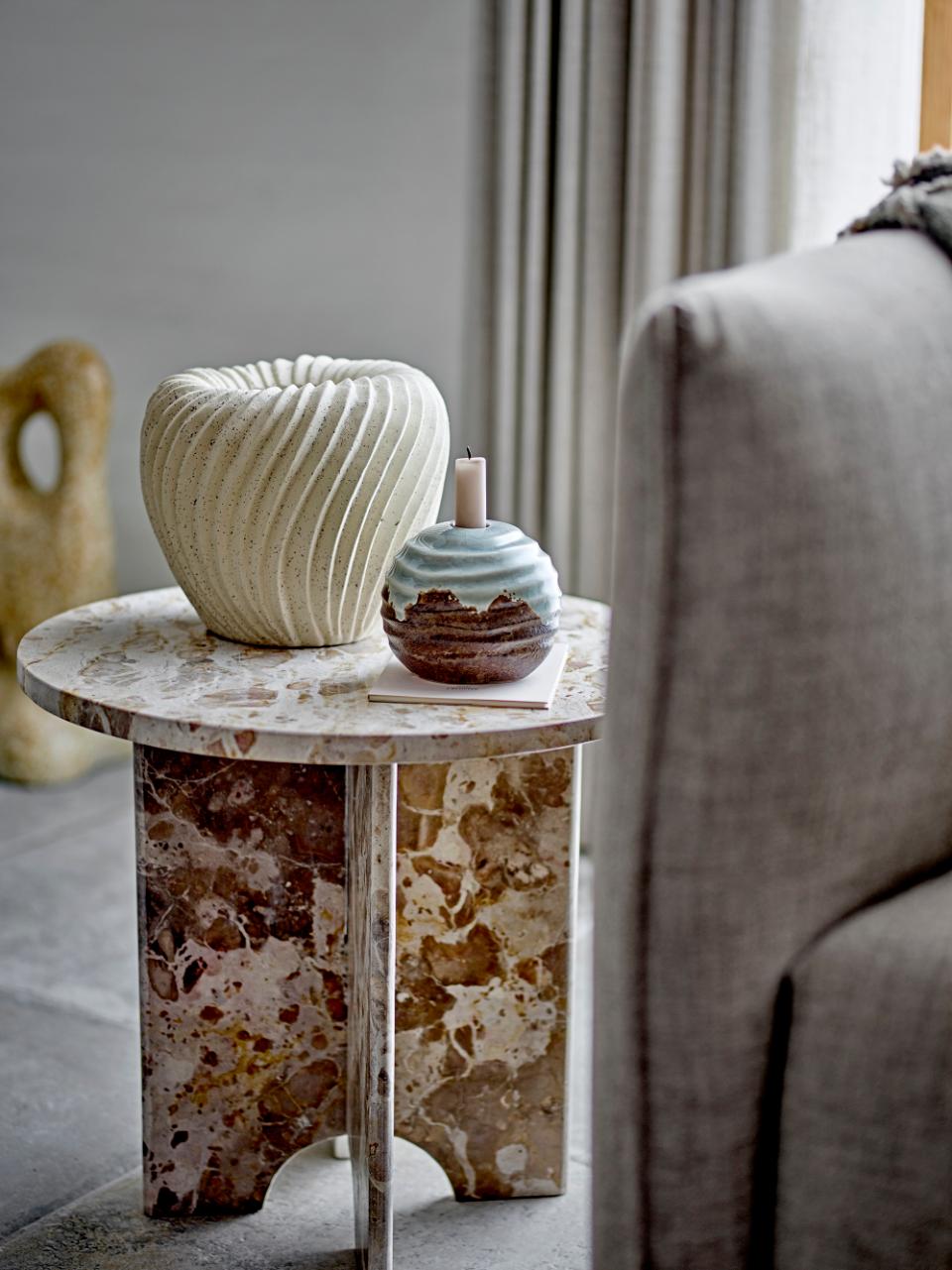 Jasmia Side Table, Brown, Marble