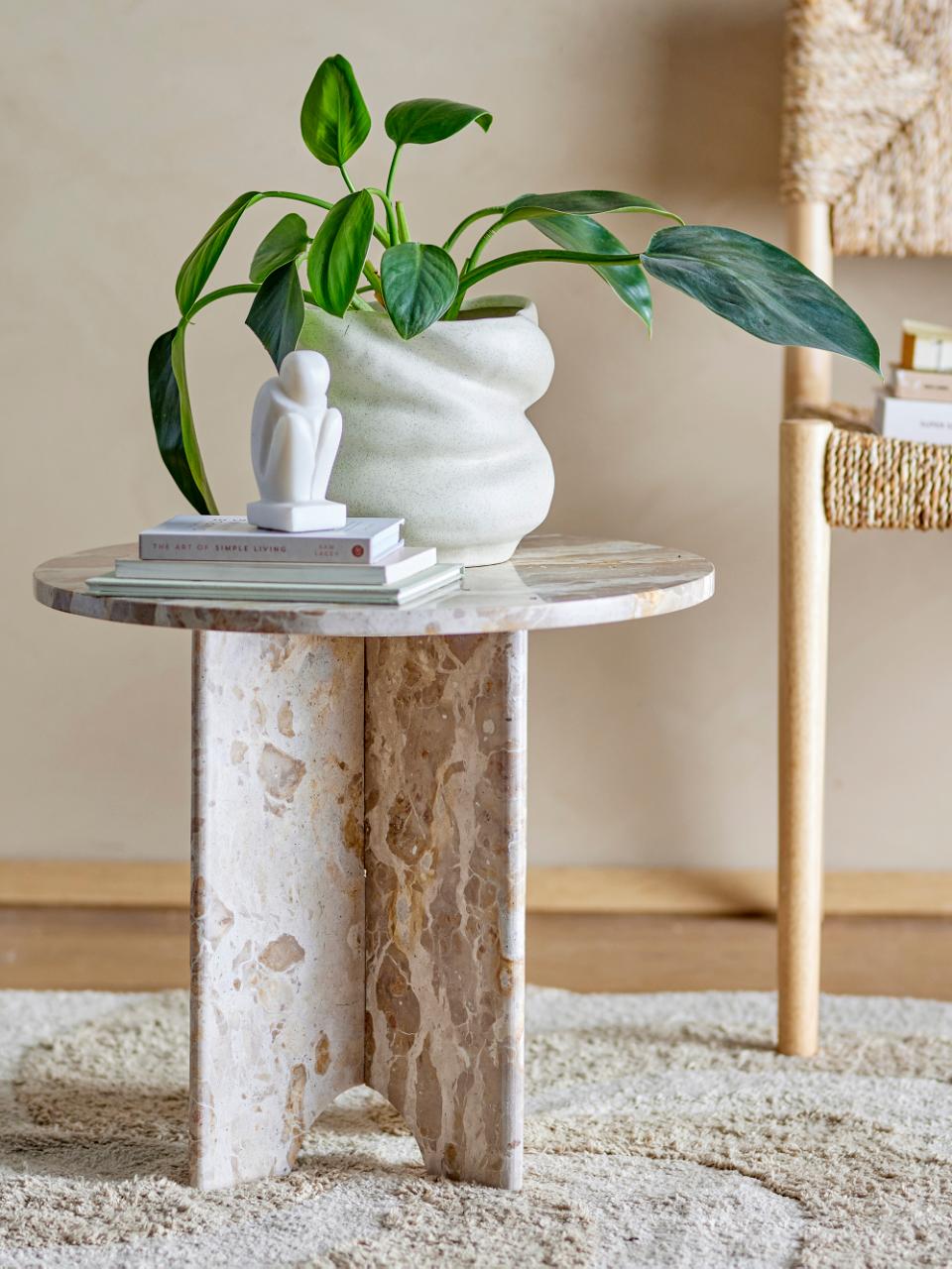 Jasmia Side Table, Brown, Marble